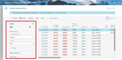 Filtering And Sorting Views In Dynamics 365 Business Central