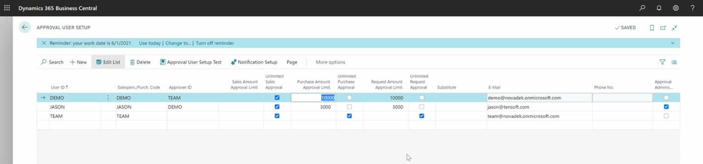 approval user setup