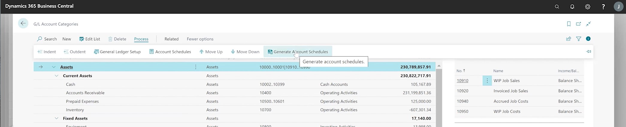 Generate Account Schedules