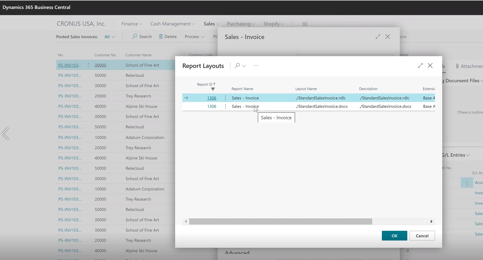 business central Report Layouts